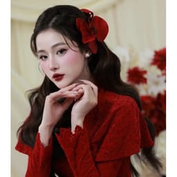 Cài Tóc Hoa Lan Hồ Điệp Đỏ Nhung Cô Dâu - Kẹp Phụ Kiện Tóc Cưới Ăn Hỏi Nhiều Màu 1
