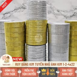 Lốc ruy băng kim tuyến nhũ 1 2 4cm x 22m làm nơ gói quà gói hoa trang trí handmade 2