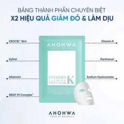 Mặt nạ giấy sinh học phục hồi vitamin K Ahohwa Vitamin K Calming Sheet Mask 5