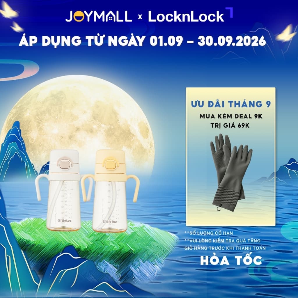 Bình Uống Nước Cho Bé PPSU LocknLock HAP916 400ml, Hàng Chính Hãng, Có Tay Cầm, Ống Hút - JoyMall