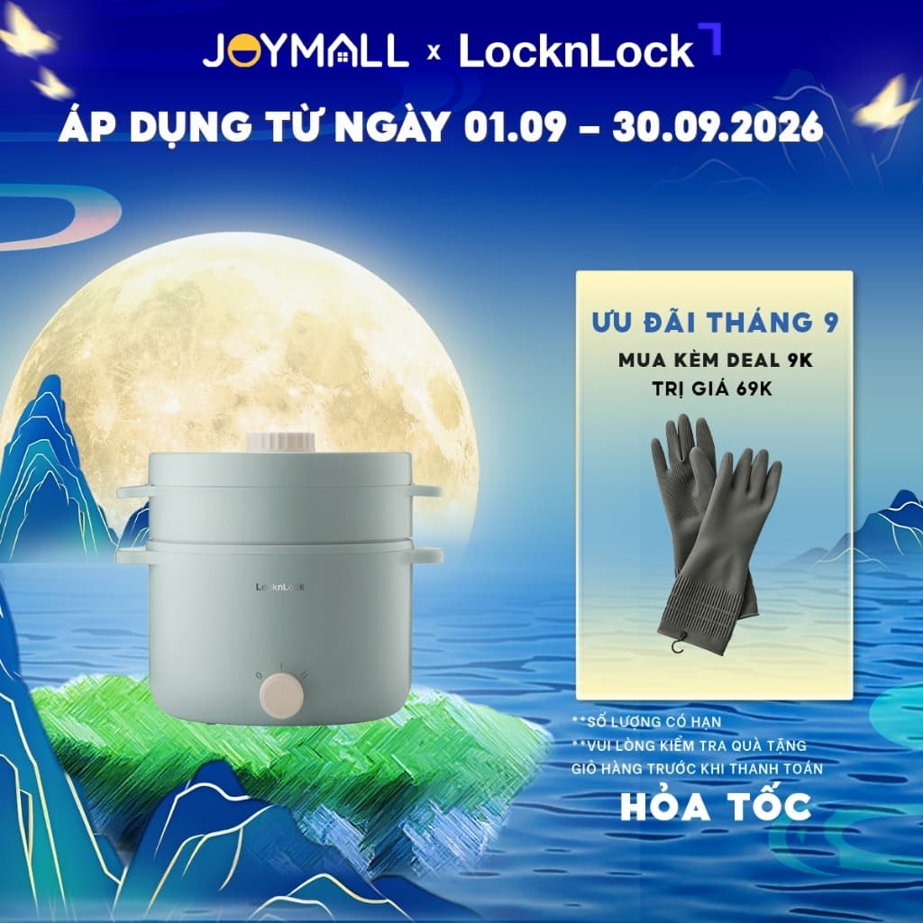 Nồi Lẩu Hấp Điện Đa Năng LocknLock Electric Multi Pot 2L EJP156MIT 600W, Hàng Chính Hãng - JoyMall