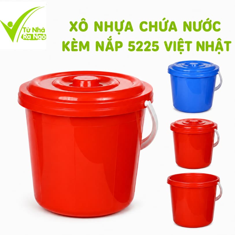 Xô Nhựa Đựng Đa Năng Có Nắp Nhựa PP Cao Cấp Quai Xách Chắc Chắn Chứa Nước Bảo Quản Đồ Tiện Lợi GD373