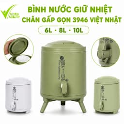 Bình Đựng Nước Có Vòi Rót 3946 Việt Nhật 6L 8L 10L, Thiết Kế Chân Đỡ Tiện Lợi GD378 1