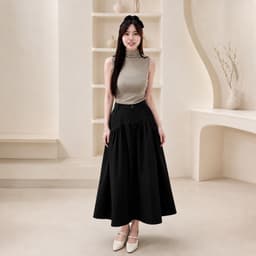 Chân Váy Nữ Form Xòe Cạp Cao Có Túi - Váy Dài Nữ Dáng Rộng Thanh Lịch Dễ Phối Đồ 5