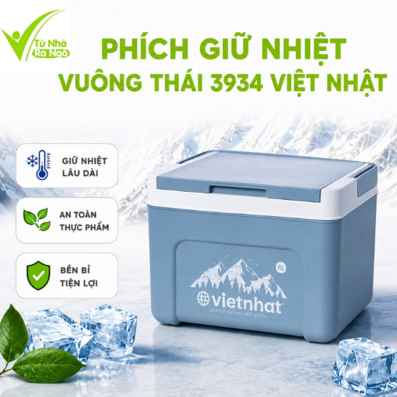 Phích Giữ Nhiệt Vuông Thái 3924 Dung Tích 6L Giữ Lạnh Giữ Nóng Bền Bỉ GD387