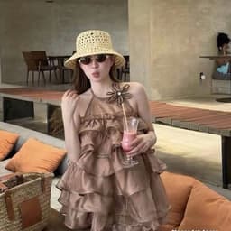 Set Áo Yếm Tầng Bèo Hoa 3D + Chân Váy Voan Tiểu Thư Sang Chảnh Đi Biển Chụp Ảnh Ananclothing4 3