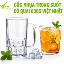 Cốc Nhựa Trong Suốt Có Quai 6365 Việt Nhật Dung Tích 350ml Nhựa Nguyên Sinh Cao Cấp Không Chứa BPA GD398 1