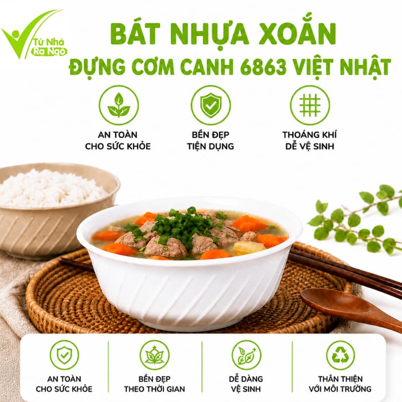 Bát Xoắn Nhựa Phíp Đựng Cơm Canh Việt Nhật 6861 6862 6863 Nhựa ABS Nguyên Sinh Cao Cấp Bền Đẹp Khó Vỡ GD401