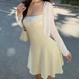 Váy Tiểu Thư “Hạ Thu” Viền Ren Dáng A Xoè Nhẹ Màu Pastel Dịu Dàng Nữ Tính Kèm Khoác 3