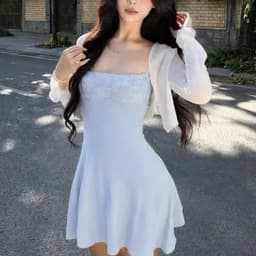 Váy Tiểu Thư “Hạ Thu” Viền Ren Dáng A Xoè Nhẹ Màu Pastel Dịu Dàng Nữ Tính Kèm Khoác 7