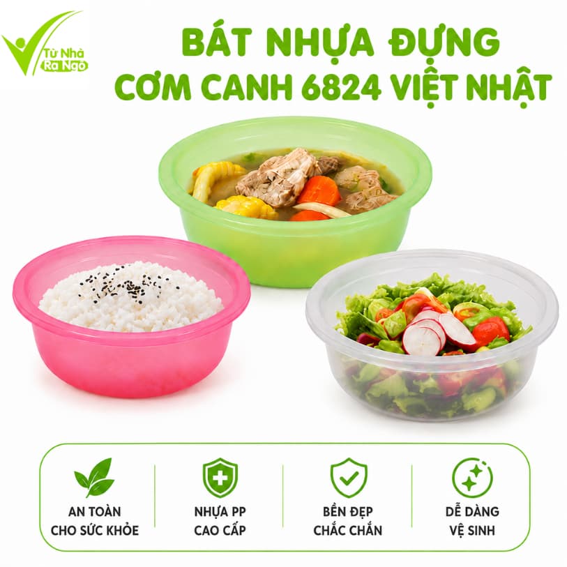 Bát Nhựa Đựng Cơm Canh Việt Nhật 6821 6823 6824 Chất Liệu Nhựa PP Cao Cấp Bền Đẹp Nhiều Kích Thước Màu Sắc GD405