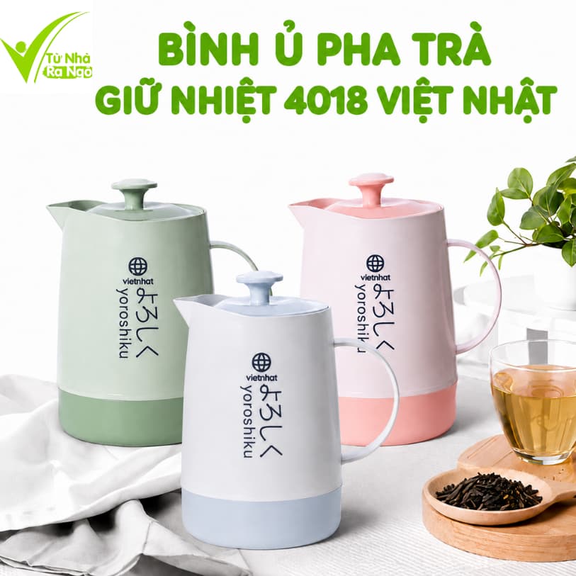 Bình Ủ Pha Trà Giữ Nhiệt 4018 Việt Nhật Dung Tích 1600ml Chất Liệu Nhựa PP An Toàn Có Quai Cầm Chắc Chắn GD406