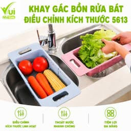 Khay Gác Bồn Rửa Bát Điều Chỉnh Kích Thước 5613 Nhựa PP Có Lỗ Thoát Nước Dùng Rửa Rau Củ Quả GD407 1