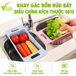 Khay Gác Bồn Rửa Bát Điều Chỉnh Kích Thước 5613 Có Lỗ Thoát Nước Nhanh Dùng Rửa Rau Củ Quả GD407 1