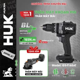 [TẶNG G1-AG5700s-XC] Máy khoan pin HUKAN HUK G3-F165AT, Không chổi than 165Nm Chống lật cổ tay Tạo xung 1