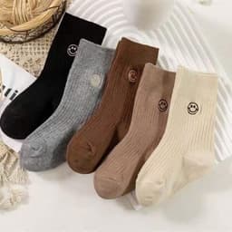 Sét 5 đôi tất cổ cao in hình mặt cười cho bé A2TI6 9