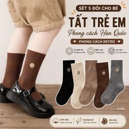 Sét 5 đôi tất cổ cao in hình mặt cười cho bé A2TI6 1