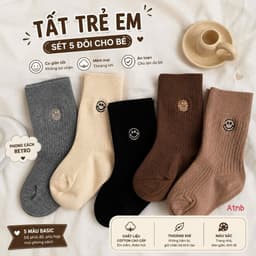 Sét 5 đôi tất cổ cao in hình mặt cười cho bé A2TI6 2