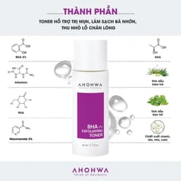 Tinh chất hỗ trợ trị mụn làm sạch bã nhờn thu nhỏ lỗ chân lông Ahohwa BHA 2% Exfoliating Toner 4