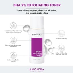 Tinh chất hỗ trợ trị mụn làm sạch bã nhờn thu nhỏ lỗ chân lông Ahohwa BHA 2% Exfoliating Toner 5