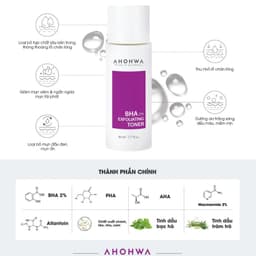 Tinh chất hỗ trợ trị mụn làm sạch bã nhờn thu nhỏ lỗ chân lông Ahohwa BHA 2% Exfoliating Toner 3