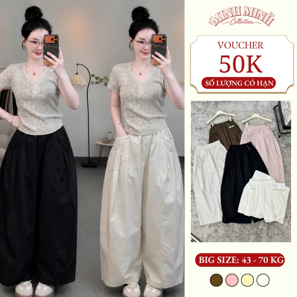 [COMBO 2 QUẦN GIÁ TỐT] Quần Nữ Ống Suông Chất Gió Xếp Ly Túi, Cạp Chun Co Giãn - Quần Dài Form Rộng Dễ Phối Đồ Q7