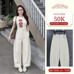 Quần Kaki Nữ Dáng Suông Màu Kem Cạp Cao - Quần Dài Nữ Ống Rộng Thời Trang Thanh Lịch Q5 Minh Minh Collection 1