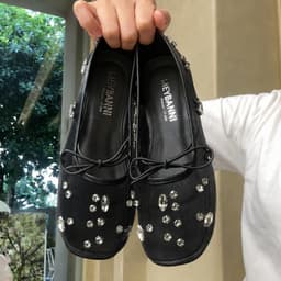 [Chân Gầy-Lùi 1 size ]Giày Búp Bê MEYBANNI Mũi Vuông Lưới Đính Đá Gắn Nơ  Thắt Chéo Siêu Xinh-C750 8
