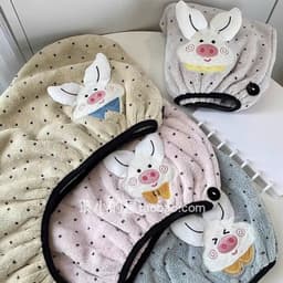 KHĂN QUẦN TÓC, KHĂN LAU ĐẦU KHÔ NHANH MẪU MỚI HÌNH LỢN ỈN SIÊU CUTE D2P2 2