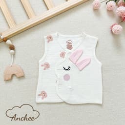 Áo Gile Giữ Ấm Cho Bé Sơ Sinh Anchee Phối Tai Thú 0–9 Tháng, Vải Xô Trần Hàn 3 Lớp, Cúc Bấm 5