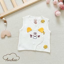 Áo Gile Giữ Ấm Cho Bé Sơ Sinh Anchee Phối Tai Thú 0–9 Tháng, Vải Xô Trần Hàn 3 Lớp, Cúc Bấm 2