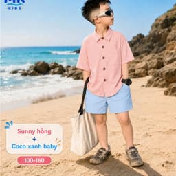 Quần Short Đũi Bé Trai Coco MK Kids Màu Xanh Dương Lưng Thun Form Ngắn Trên Gối Mềm Mát Thoáng Khí Mùa Hè 2-10 Tuổi 5