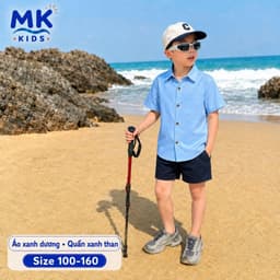 Quần Short Đũi Bé Trai Coco MK Kids Màu Xanh Than Lưng Thun Form Ngắn Trên Gối Mềm Mát Thoáng Khí Mùa Hè 2-10 Tuổi 3