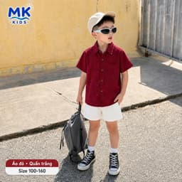 Quần Short Đũi Bé Trai Coco MK Kids Màu Trắng Lưng Thun Form Ngắn Trên Gối Mềm Mát Thoáng Khí Mùa Hè 2-10 Tuổi 3