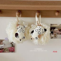 Bông tắm mèo cute tạo bọt có dây treo,bông tắm vải lưới mềm mịn tẩy da chết tiện dụng A1TI6 8