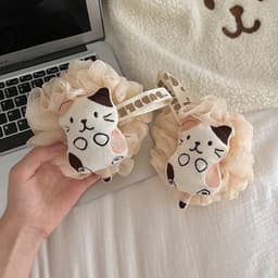 Bông tắm mèo cute tạo bọt có dây treo,bông tắm vải lưới mềm mịn tẩy da chết tiện dụng A1TI6 3