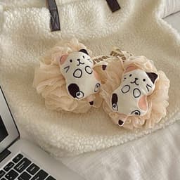 Bông tắm mèo cute tạo bọt có dây treo,bông tắm vải lưới mềm mịn tẩy da chết tiện dụng A1TI6 2
