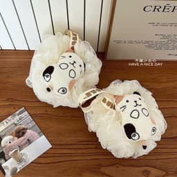 Bông tắm mèo cute tạo bọt có dây treo,bông tắm vải lưới mềm mịn tẩy da chết tiện dụng A1TI6 9