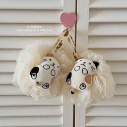Bông tắm mèo cute tạo bọt có dây treo,bông tắm vải lưới mềm mịn tẩy da chết tiện dụng A1TI6 7