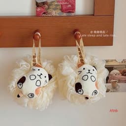 Bông tắm mèo cute tạo bọt có dây treo,bông tắm vải lưới mềm mịn tẩy da chết tiện dụng A1TI6 6
