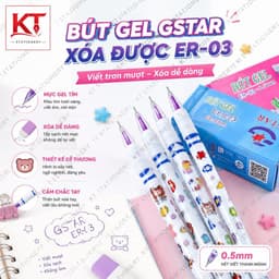 Hộp 12 cây Bút gel xoá được Gstar ER-03 tím, xanh chính hãng 6