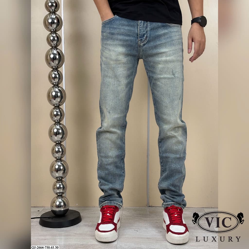 QUẦN JEAN NAM CAO CẤP,ĐIỂM NHẤN CẠP QUẦN MỚI LẠ,CHẤT DENIM CO GIÃN NHẸ QJ-2664