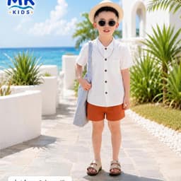 Quần Short Đũi Bé Trai Coco MK Kids Màu Cam Đất Lưng Thun Form Ngắn Trên Gối Mềm Mát Thoáng Khí Mùa Hè 2-10 Tuổi 4
