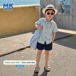 Quần Short Đũi Bé Trai Coco MK Kids Màu Xanh Than Lưng Thun Form Ngắn Trên Gối Mềm Mát Thoáng Khí Mùa Hè 2-10 Tuổi 4