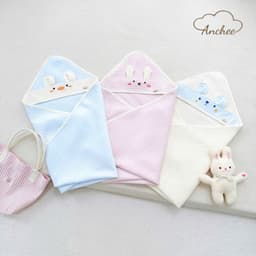 Chăn Ủ Xốp 4 Mùa Anchee Cho Bé Sơ Sinh Mẫu mới phối tai thú, chất liệu cotton xốp, kích thước 80 × 80cm. 2
