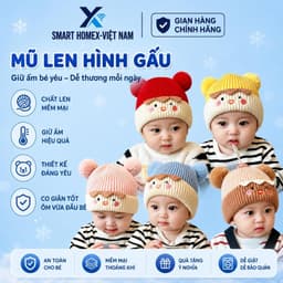 Mũ len tai gấu cho bé 6-18 Tháng Phong cách Hàn Quốc giữ ấm mùa đông dễ thương 1