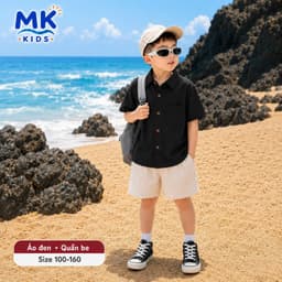 Quần Short Đũi Bé Trai Coco MK Kids Màu Be Lưng Thun Form Ngắn Trên Gối Mềm Mát Thoáng Khí Mùa Hè 2-10 Tuổi 2