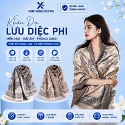 Khăn Choàng Dạ Ép Cao Cấp, Khăn Quàng Cổ Thiết Kế Họa Tiết Lông Vũ, Thanh Lịch Trẻ Trung Phù Hợp Nhiều Lứa Tuổi 1