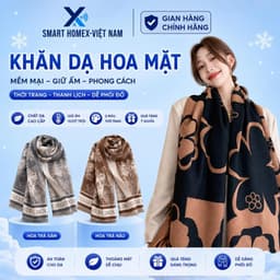 Khăn Choàng Len Dạ Họa Tiết Hoa, Khăn Choàng Giữ Ấm Thời Trang Mùa Thu Đông Size 65x180cm 1