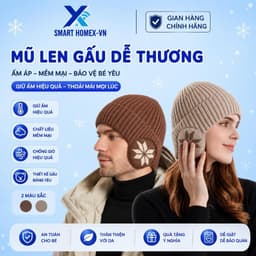 Nón Len 2 Lớp Cho Nam Nữ Có Che Tai Lót Nhung Họa Tiết Bông Tuyết Phong Cách Hàn Quốc 1